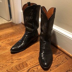 AUTHENTIC Lucchese Black Lizzard Skin boots, 10.5 D Excellent condition.